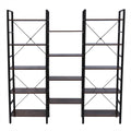 GAOMON Triple Wide 5 Tier Bookshelf Industrial Style Multipurpose Storage Rack Bookcases