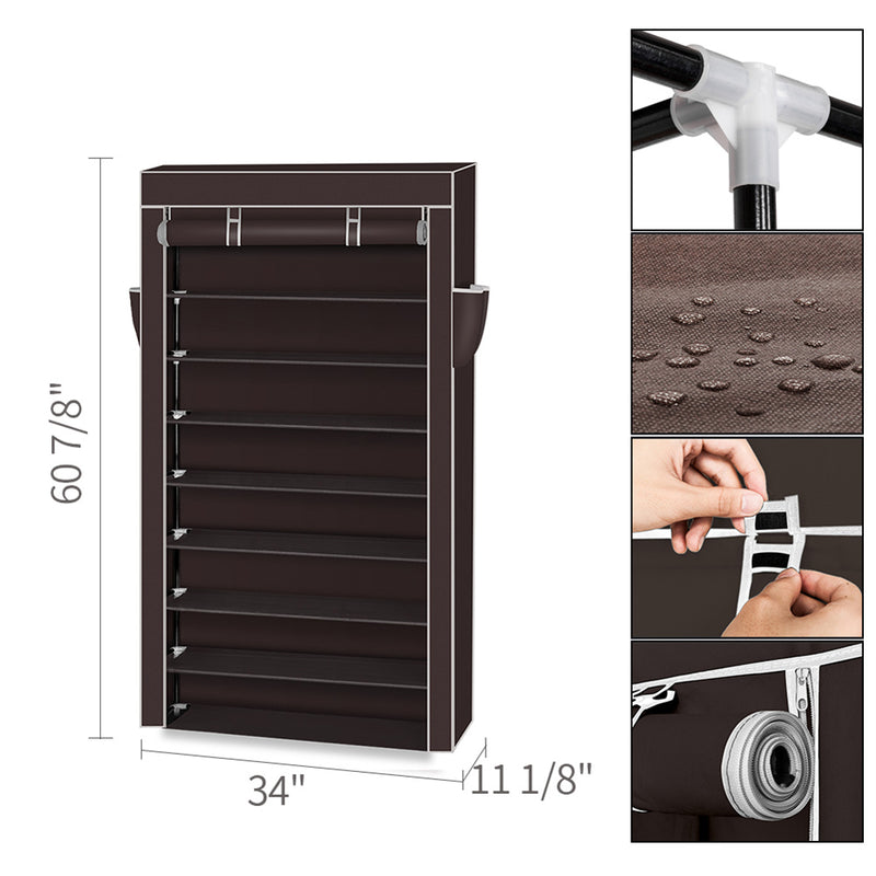 GAOMON 10 Layers Household Shoe Organizer Dark Brown