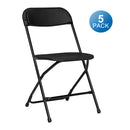 GAOMON 5pcs Folding Chair Plastic Portable Stackable Patio Stool Black