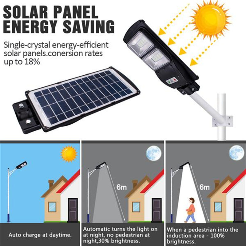 GAOMON 60w 120leds Solar Street Path Light Light Control Radar Sensor Black
