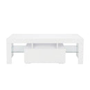 GAOMON LED Cabinet TV White Particle Board TV Stand w/Single Drawer White