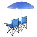 GAOMON Double Folding Picnic Camping Chairs with Umbrella Blue