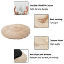 GAOMON Round Plush Pet Bed Fluffy Soft Warm Calming Bed Dog Cat Sleeping Nest Khaki