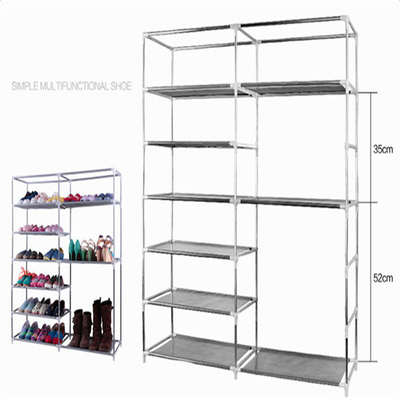 GAOMON Double Row 9 Grid Shoe Rack Boots Cabinet Shoe Organizer GREY