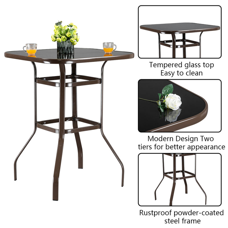 GAOMON Bar Table Patio Table Bistro High Top Patio Table Outdoor Brown