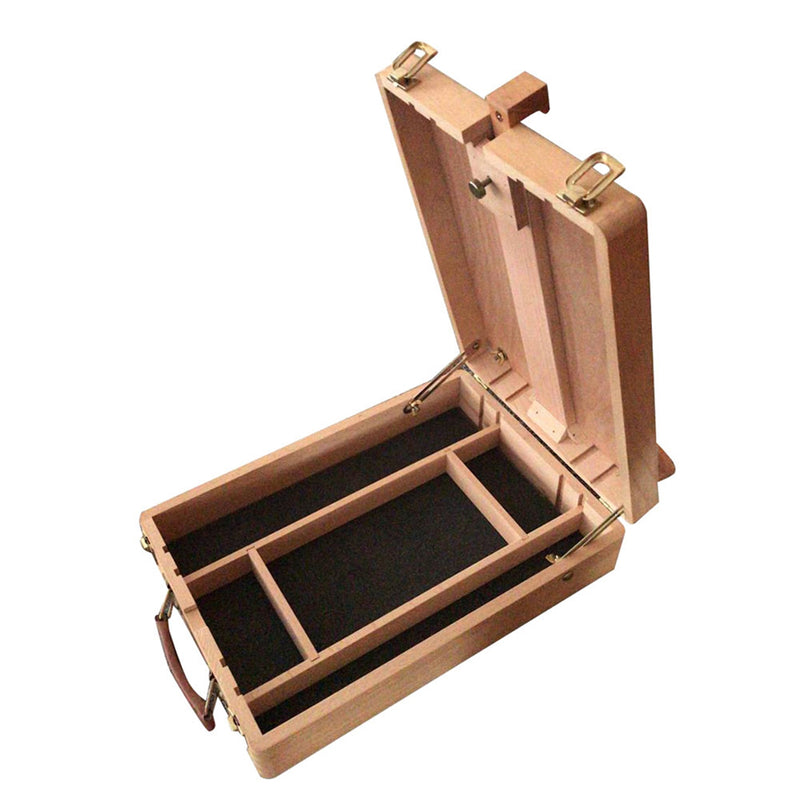 GAOMON Portable Beech Sketch Box with Easel Impact-Resistant 4 Compartments Storage Box