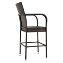 GAOMON 2pcs Rattan Bar Chair Iron Frame Outdoor Chair Garden Furniture 53x53x120cm Brown
