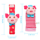 GAOMON Baby Rattle Set 4Pcs Wrist Rattle and Socks Toys Set Pig and Puppy
