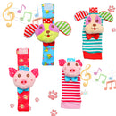 GAOMON Baby Rattle Set 4Pcs Wrist Rattle and Socks Toys Set Pig and Puppy