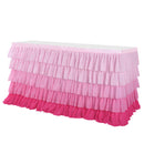 GAOMON 5 Layers 6FT Gradient Pink Chiffon Wave Table Skirt for Wedding Party Supplies