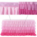 GAOMON 5 Layers 6FT Gradient Pink Chiffon Wave Table Skirt for Wedding Party Supplies