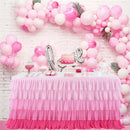 GAOMON 5 Layers 6FT Gradient Pink Chiffon Wave Table Skirt for Wedding Party Supplies