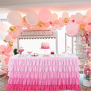 GAOMON 5 Layers 6FT Gradient Pink Chiffon Wave Table Skirt for Wedding Party Supplies