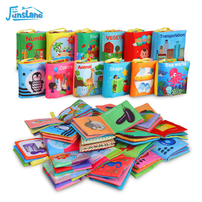 GAOMON Baby Cloth Learning Book Set 12pcs Nontoxic Fabric Baby Cloth Activity Crinkle Soft Books