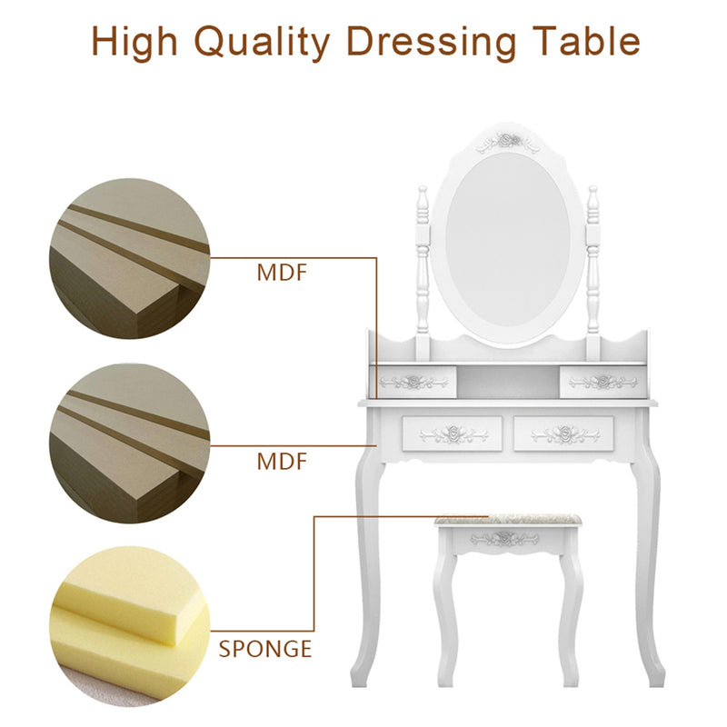 GAOMON Mirror Dresser Mdf Modern Concise 4-Drawer Removable Mirror Dresser