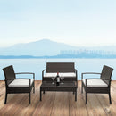 GAOMON 4pcs Embossing Armrest Chairs Love Double Seat Single Sofa Coffee Table Rattan Sofa Set