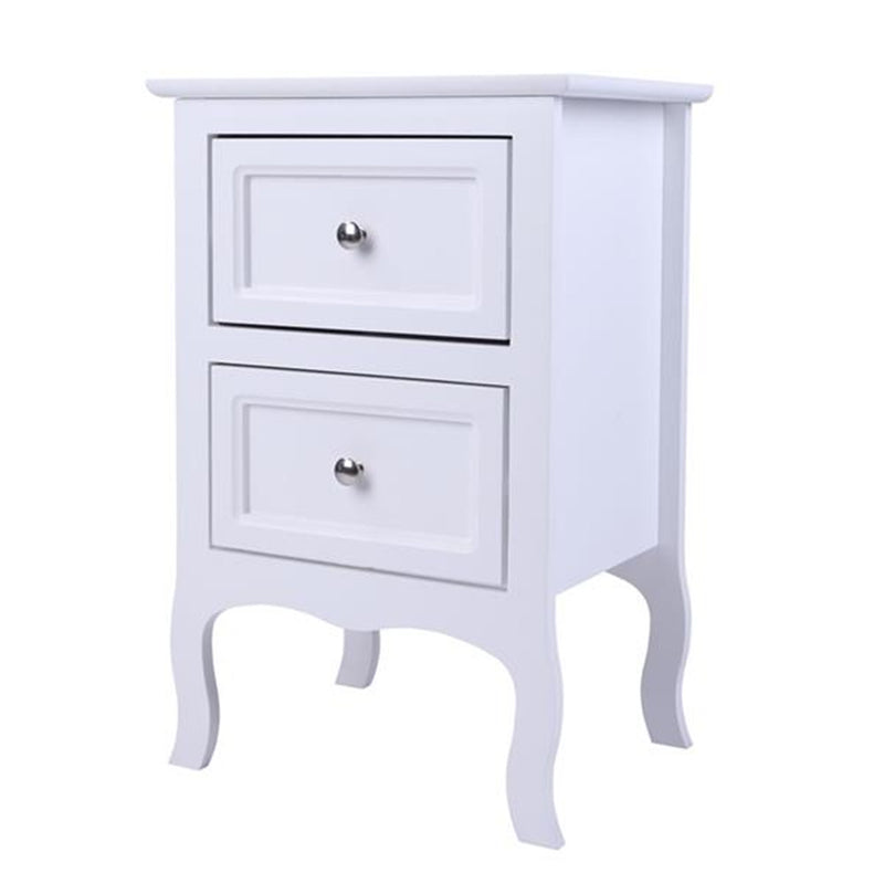 AMYOVE Rural Style Bedside Table Nightstands with 2 Drawers Storage Cabinet White