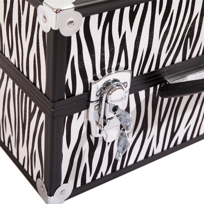 SHININGLOVE Portable Cosmetic Case White Zebra Pattern Makeup Jewelry Box