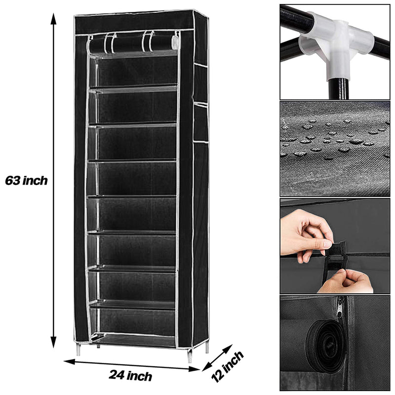 GAOMON Non-woven 9 Tier Shoe Rack Shoe Shelf Storage Closet Organizer Cabinet