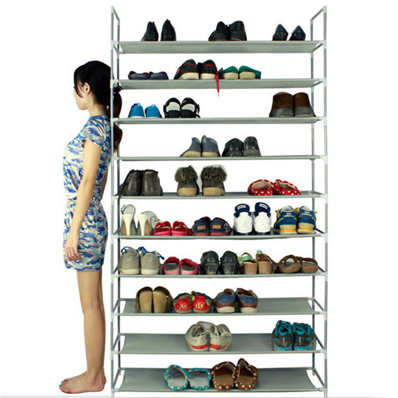 GAOMON 10 Layers Shoe Rack 100cm Household Portable GREY