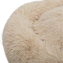 GAOMON Round Plush Pet Bed Fluffy Soft Warm Calming Bed Dog Cat Sleeping Nest Khaki