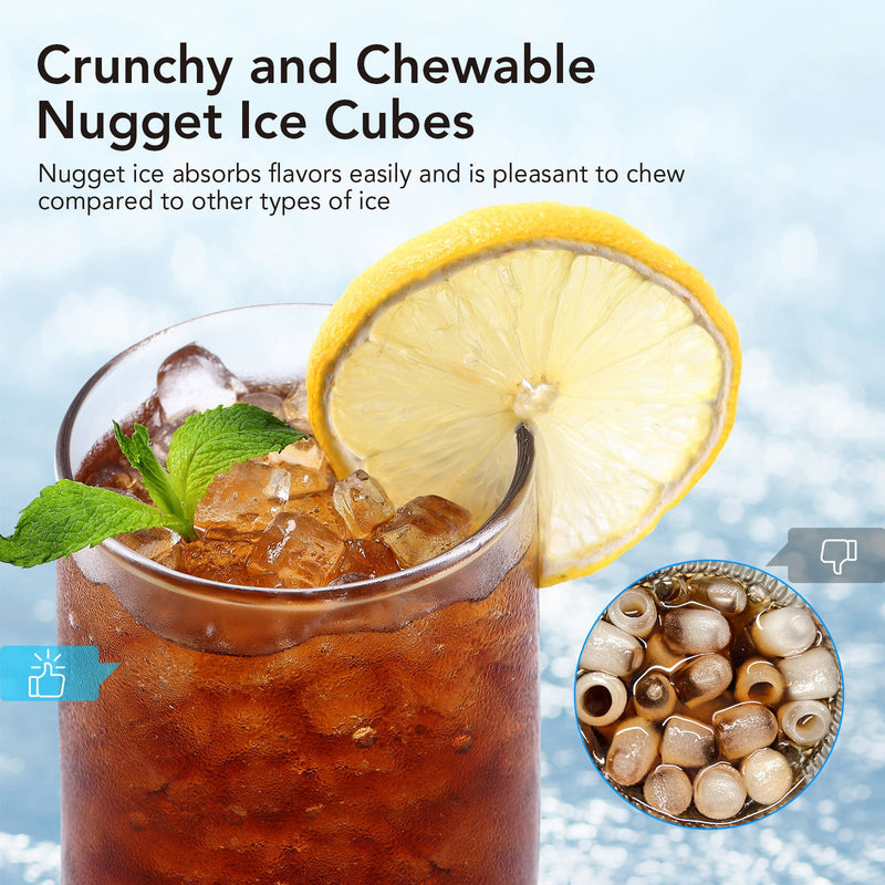 GAOMON 44Lbs Nugget Ice Maker Stainless Steel Countertop Ice Machine for Home Office Bar