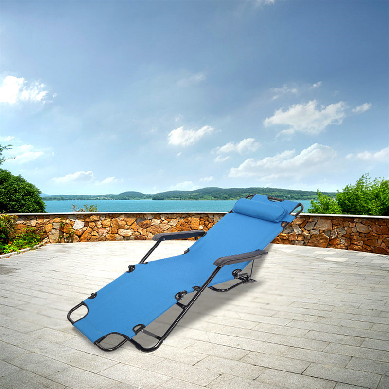 GAOMON Portable Camping Outdoor Seat Lounge Travel Folding Dual-use Extended Recliner Blue