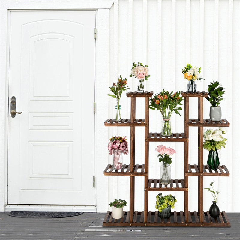 GAOMON 6-tier 11-base Multi-functional Wood Plant Stand Plant Organizing Rack