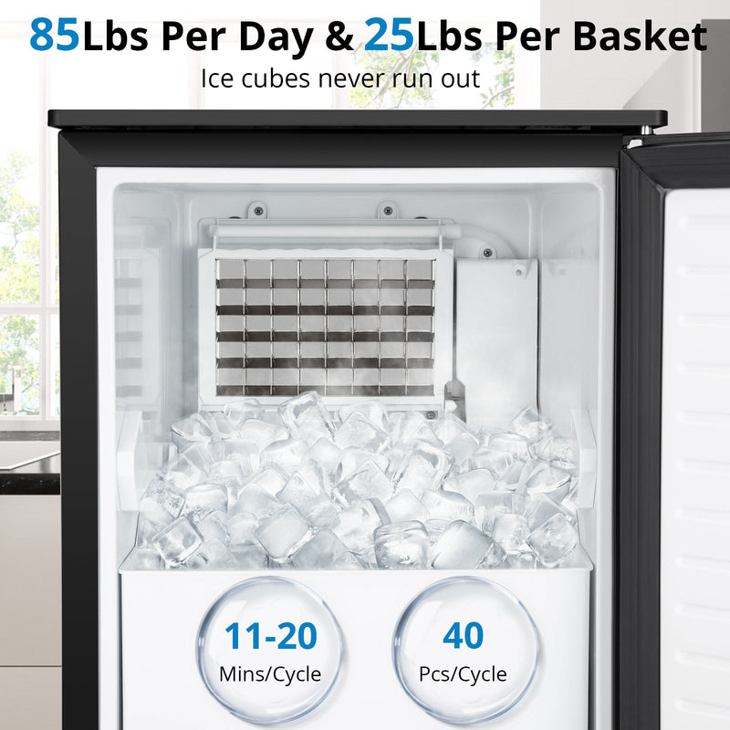 GAOMON 85Lbs Commercial Ice Maker Machine Stainless Steel Undercounter Freestanding Ice Maker