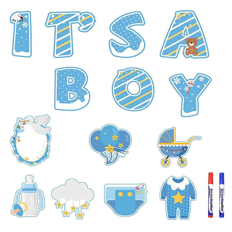 GAOMON 14PCS Its a Boy Baby Shower Yard Sign with Stakes Waterproof Gender Reveal Yard Sign