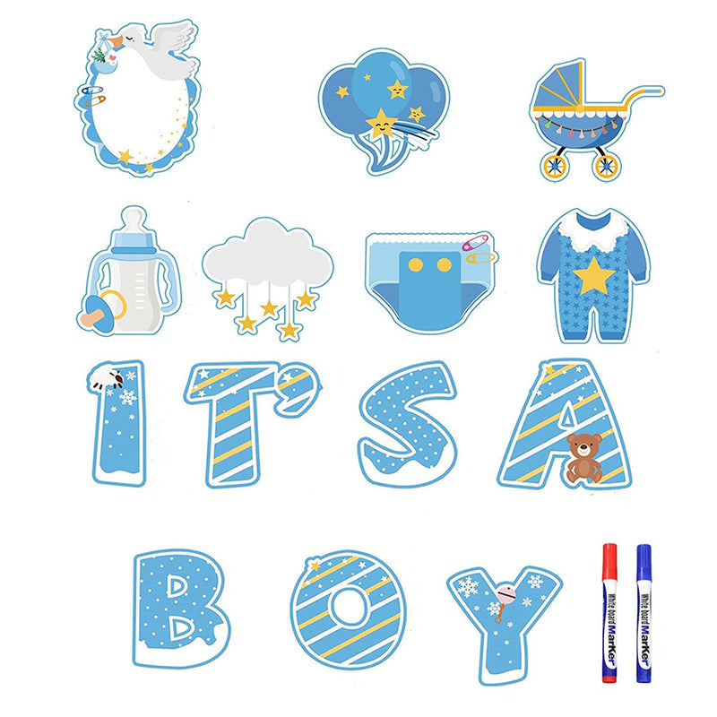 GAOMON 14PCS Its a Boy Baby Shower Yard Sign with Stakes Waterproof Gender Reveal Yard Sign
