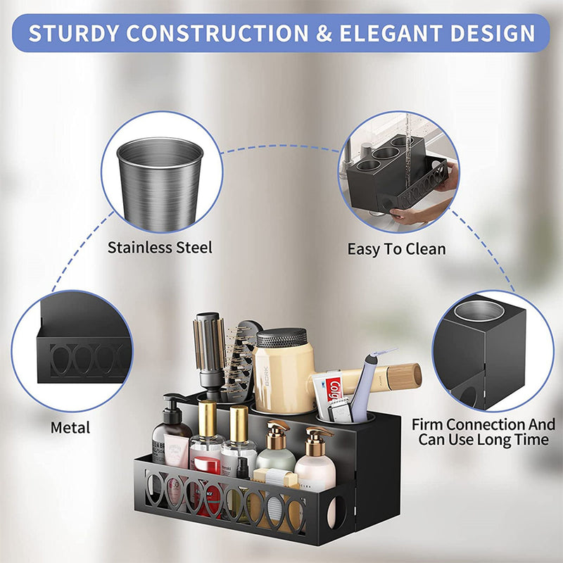 GAOMON Hair Dryer Storage Rack Bracket with 4 Compartments Waterproof