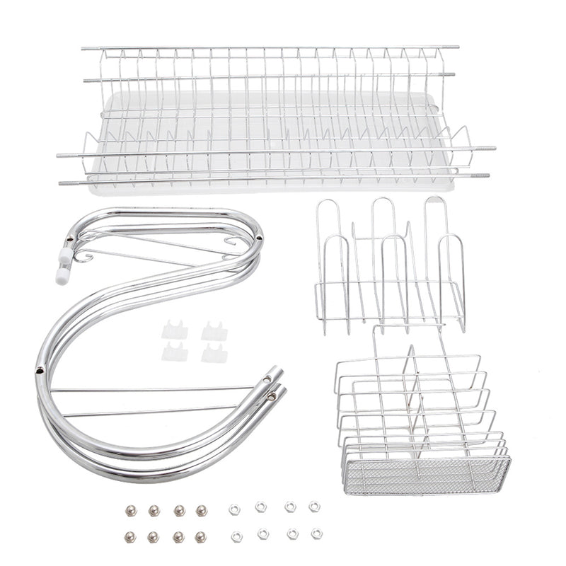 GAOMON 2 Tier Metal Dish Drainers S-Shaped Bowls Dishes Chopsticks Spoons Collection Shelf Racks