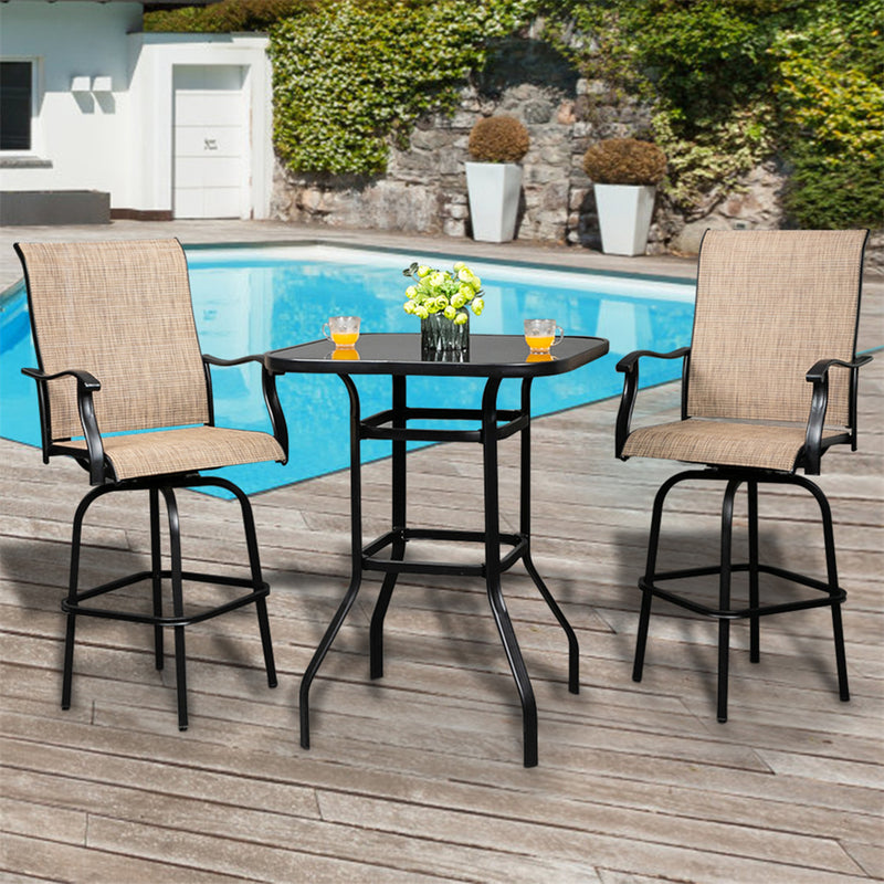 GAOMON 2PCS Swivel Bar Chair Adjustable Long Service Life Patio Swivel Bar Stool