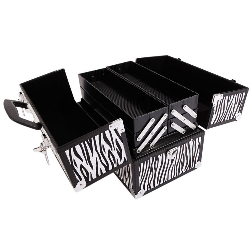 SHININGLOVE Portable Cosmetic Case White Zebra Pattern Makeup Jewelry Box