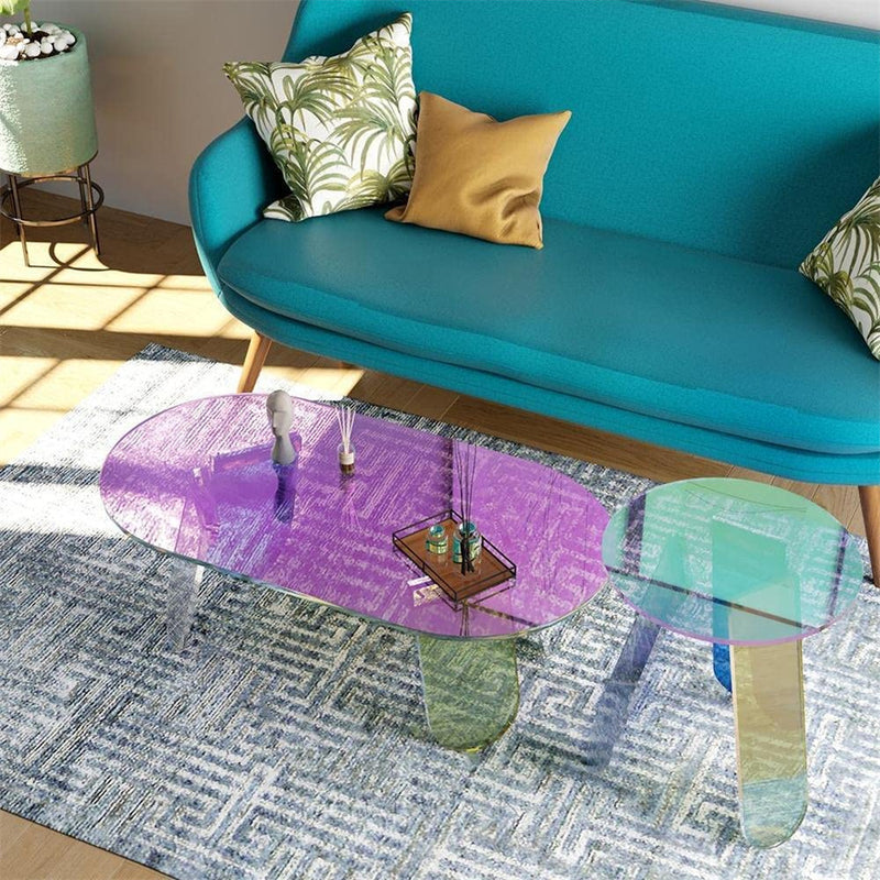 GAOMON Acrylic Coffee Table Modern Round Glass End Table Side Table - Large