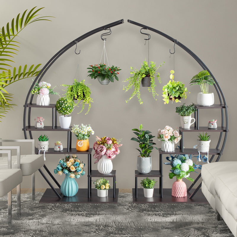 GAOMON 2PCS 5 Layers Semicircle Iron Flower Stand Plant Stand N101