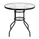 GAOMON Outdoor Round Dining Table Weather-Proof Yard Garden Tempered Glass Table