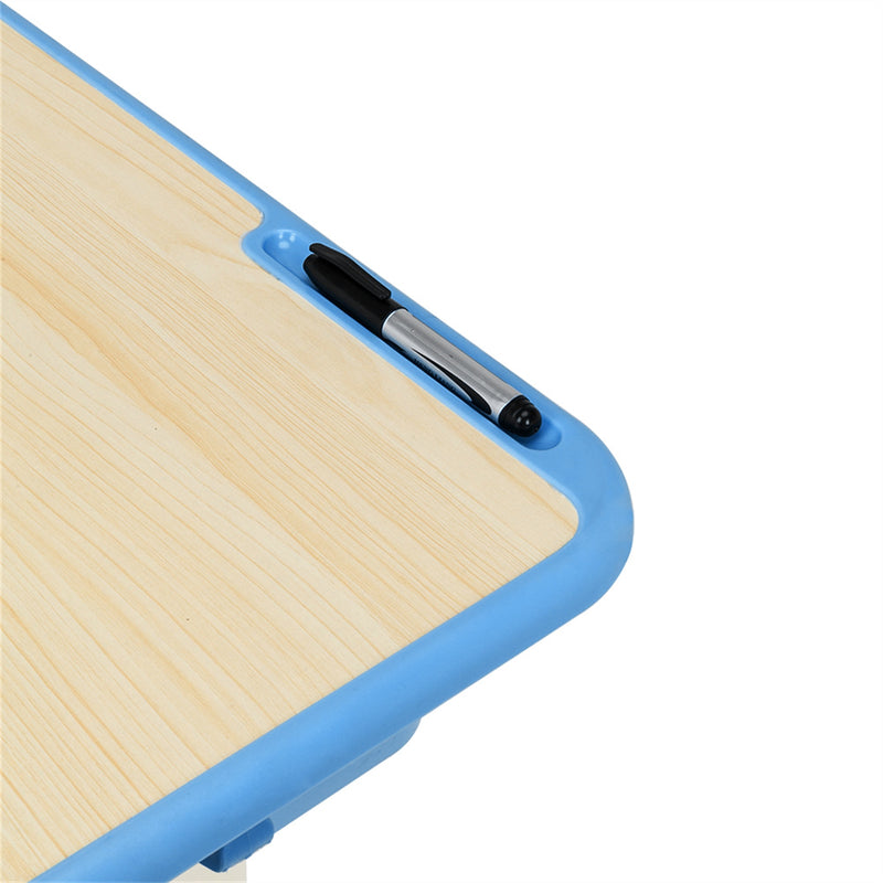 GAOMON Student Table Chair Set Adjustable White Paint Wood Grain Surface Plastic Blue