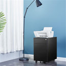GAOMON 39cm Movable Storage Cabinet with 3 Side-pull Drawers File Cabinet Black