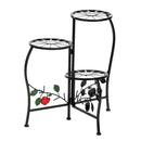 GAOMON 3-tierd Flower Pot Stand Lacquer Painted Metal Black