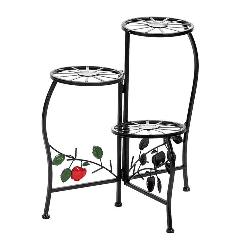 GAOMON 3-tierd Flower Pot Stand Lacquer Painted Metal Black