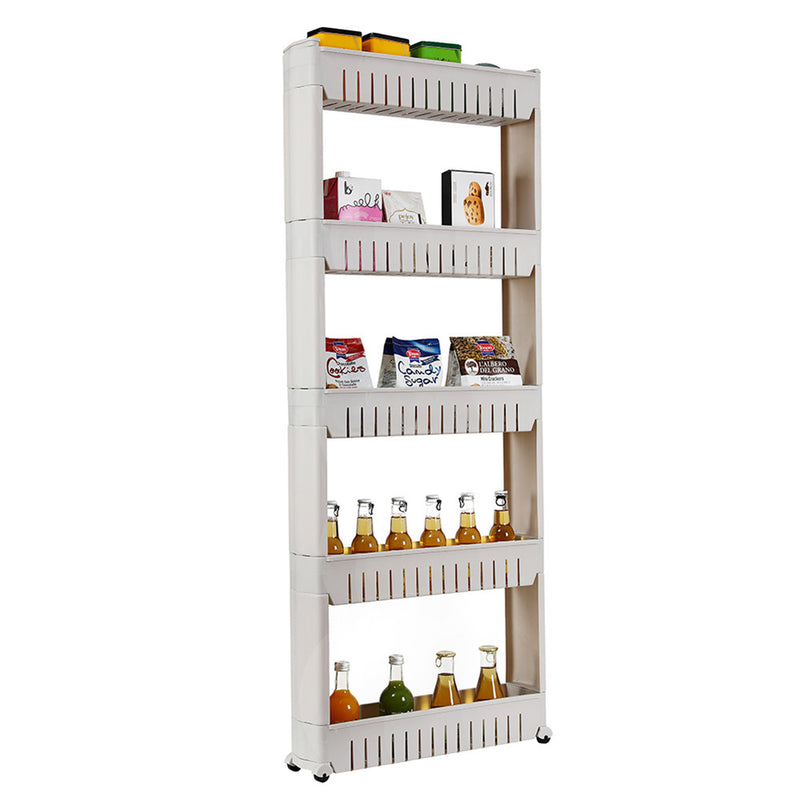 GAOMON 5-layer Shelf Rolling Storage Shelf for Household Living Room Organizer Grey