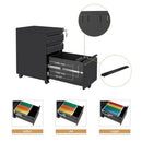 GAOMON 39cm Movable Storage Cabinet with 3 Side-pull Drawers File Cabinet Black