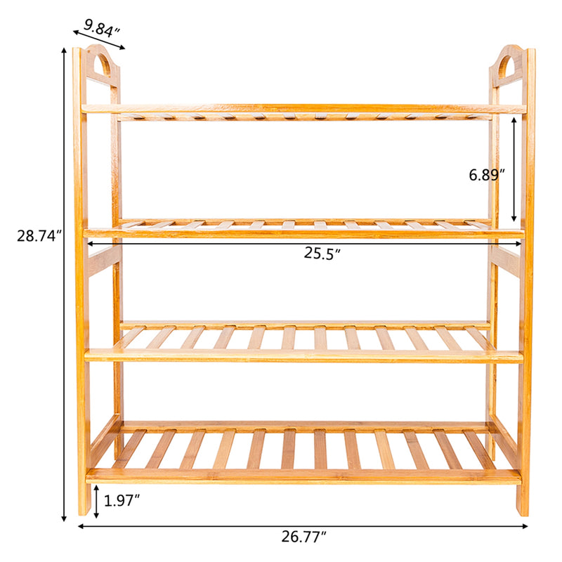 GAOMON 4 Tiers Bamboo Shoe Rack 44.09lb Load Capacity Shoe Shelf Organizer