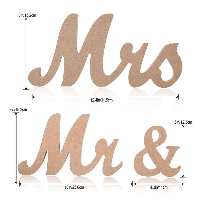 GAOMON Wooden MRS & MRS Letter Gay Wedding Props Table Ornaments White