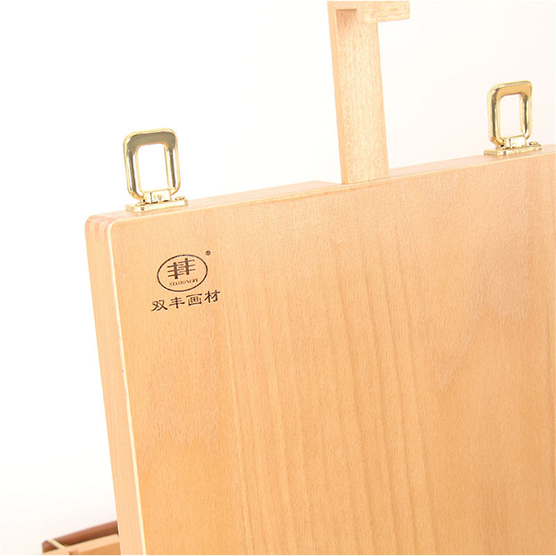 GAOMON Portable Beech Sketch Box with Easel Impact-Resistant 4 Compartments Storage Box