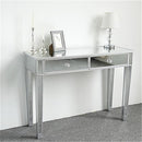 GAOMON Dressing Table Bedroom Table Glass Mirror Table with Two Drawers Silver