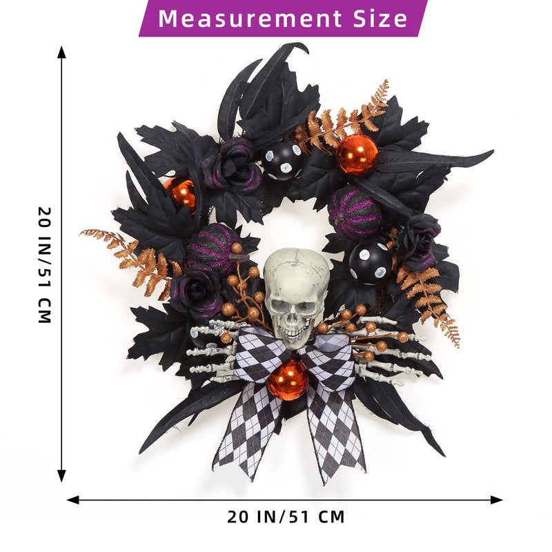 WHIZMAX Halloween Wreath for Front Door Skeleton Decorations