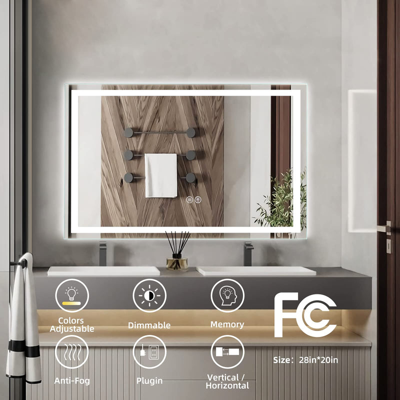 GAOMON LED Bathroom Mirror 20 x28  Large Dimmable Wall Mirrors with Front Backlight Anti Fog Shatter-Proof